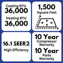MRCOOL VersaPro 36,000 BTU 3 Ton 16.1 SEER2 Central Ducted Heat Pump System - 2nd Gen
