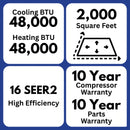 MRCOOL VersaPro 48,000 BTU 4 Ton 16 SEER2 Central Ducted Heat Pump System - 2nd Gen
