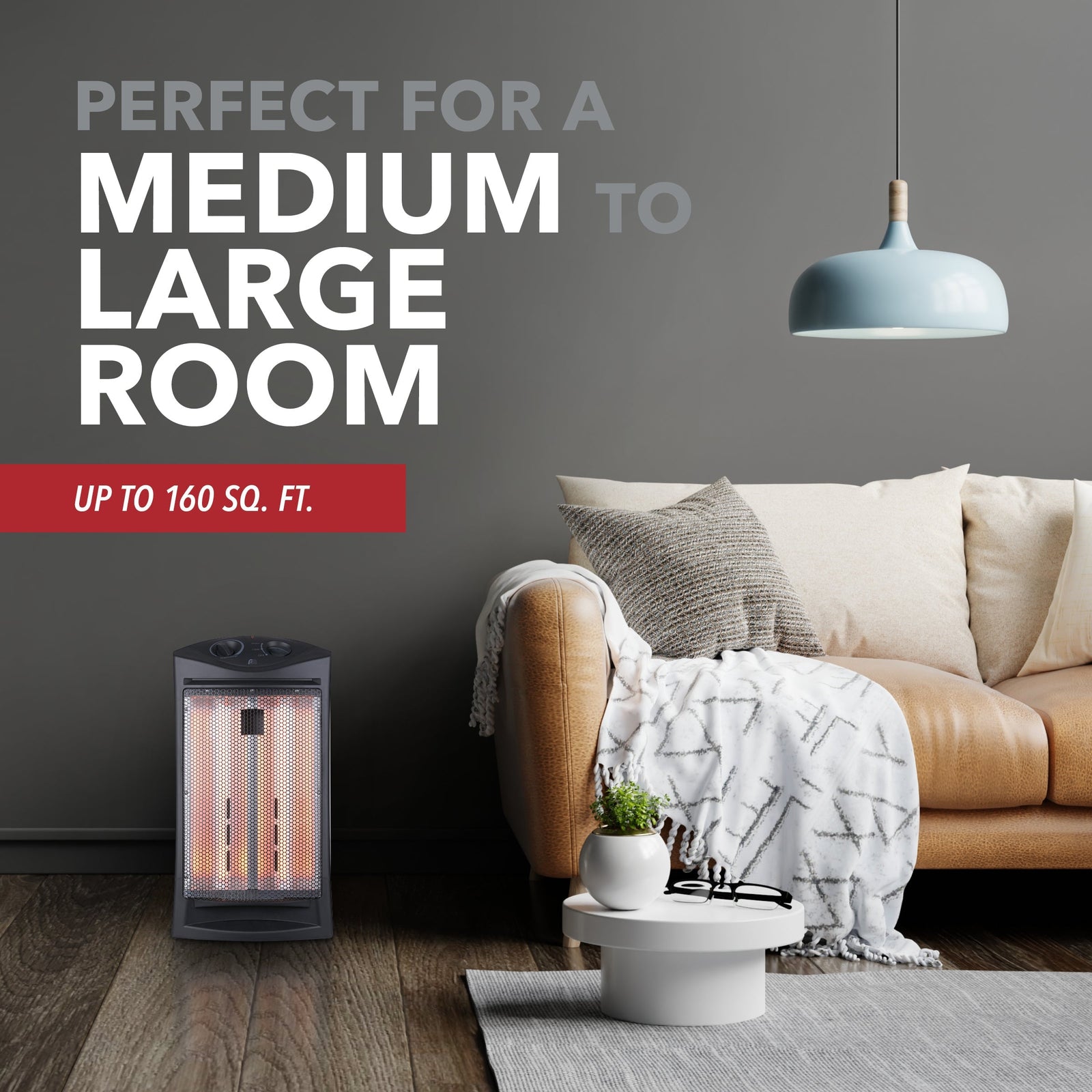 1500/750W Infrared Radiant 22" Tower Heater, Black