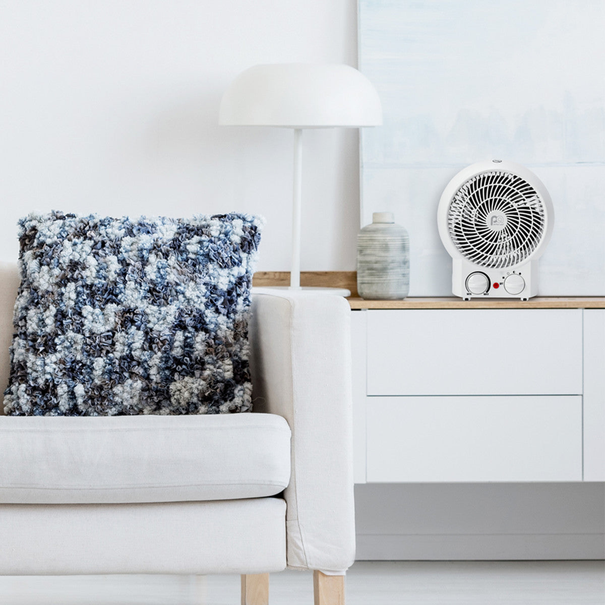 1500/900/600W 9" Heater with Fan-Only Mode, White