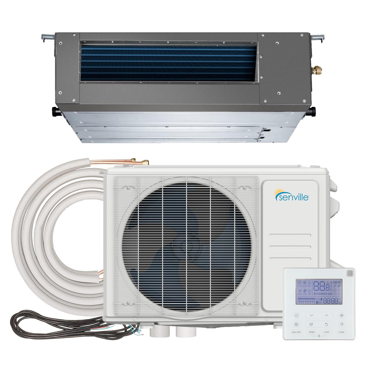 Senville 12,000 BTU 20 SEER2 Concealed Duct Air Conditioner - Heat Pump - 230V