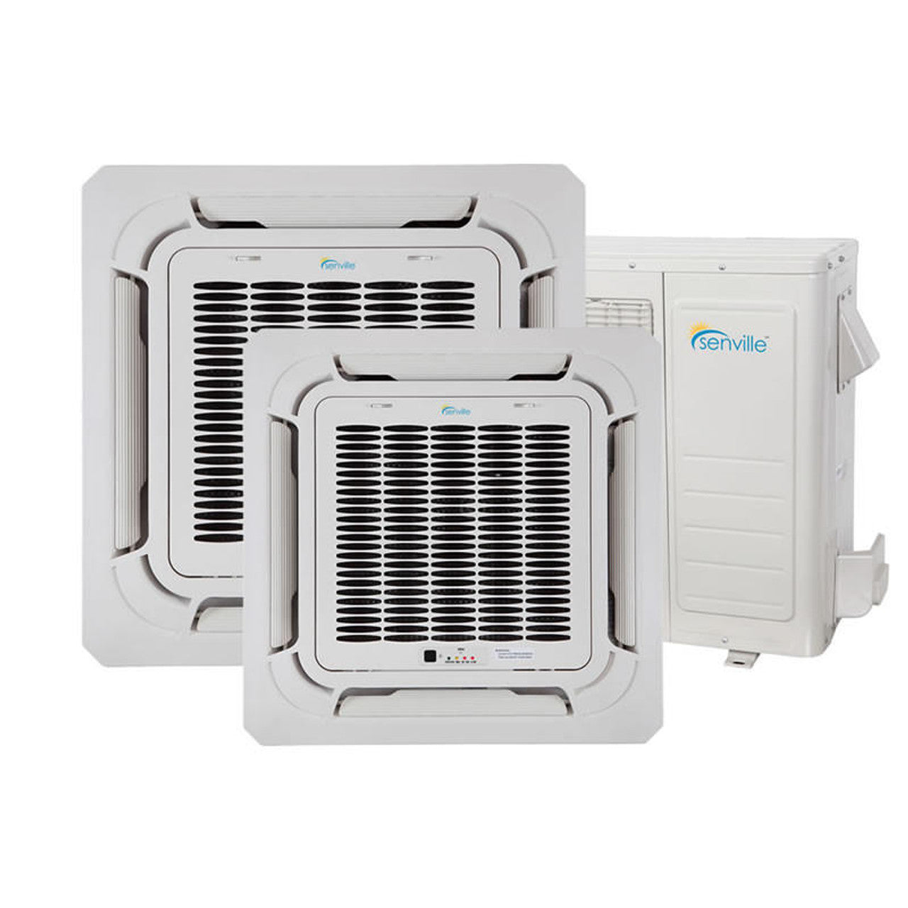 Senville AURA 27,000 (12K + 12K) BTU 23 SEER2 Ceiling Cassette 2 Zone Ductless Mini Split - Energy Star - 230V