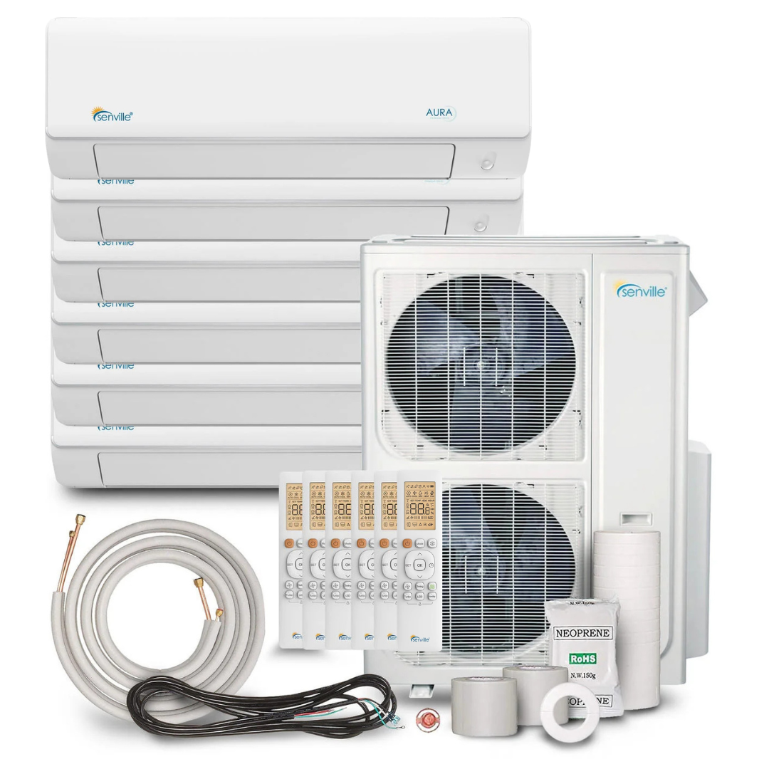 Senville AURA 48,000 BTU (9K + 9K + 9K + 9K + 9K + 9K) 23 SEER2 6 Zone Mini Split Air Conditioner - 230V