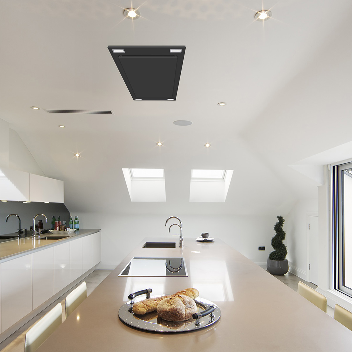 Victory 38-Inch 600 CFM Flush Ceiling Range Hood in Matte Black