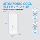 0.5 Gallon Top-Fill Ultrasonic Cool Mist Humidifier with Aromatherapy Function and Color-Changing Night Light