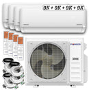 Pioneer 4-Zone Split 36000 BTU 3-Ton Quantum Ultra Wi-Fi 22.5 SEER Energy-Star Multi (4) Zone Wall Mount Air Conditioner Heat Pump 230-Volt