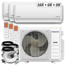 Pioneer Triple Split 36000 BTU 3-Ton Quantum Ultra Wi-Fi 22.5 SEER2 Energy-Star Multi (3) Zone Wall Mount Air Conditioner Heat Pump 230-Volt