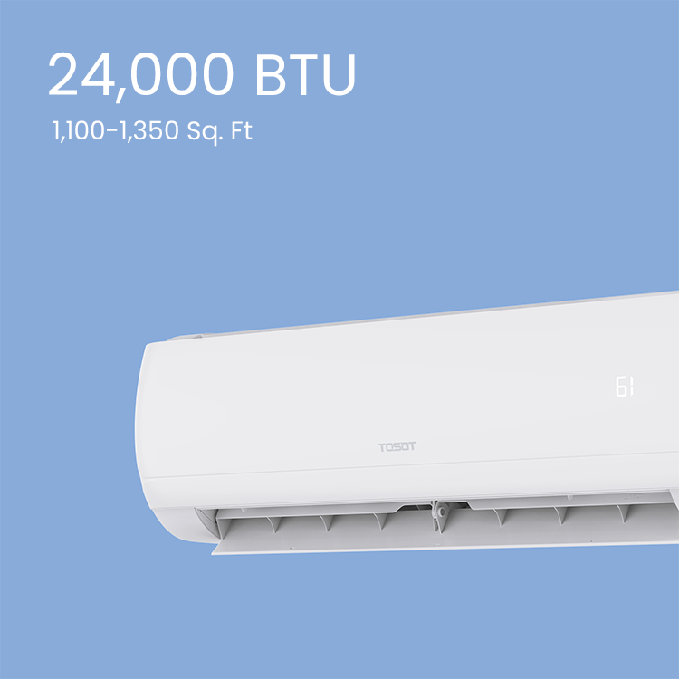 TOSOT 24,000 BTU 19 SEER2 Mini-Split Heat Pump Air Conditioner Air Handler Coverage