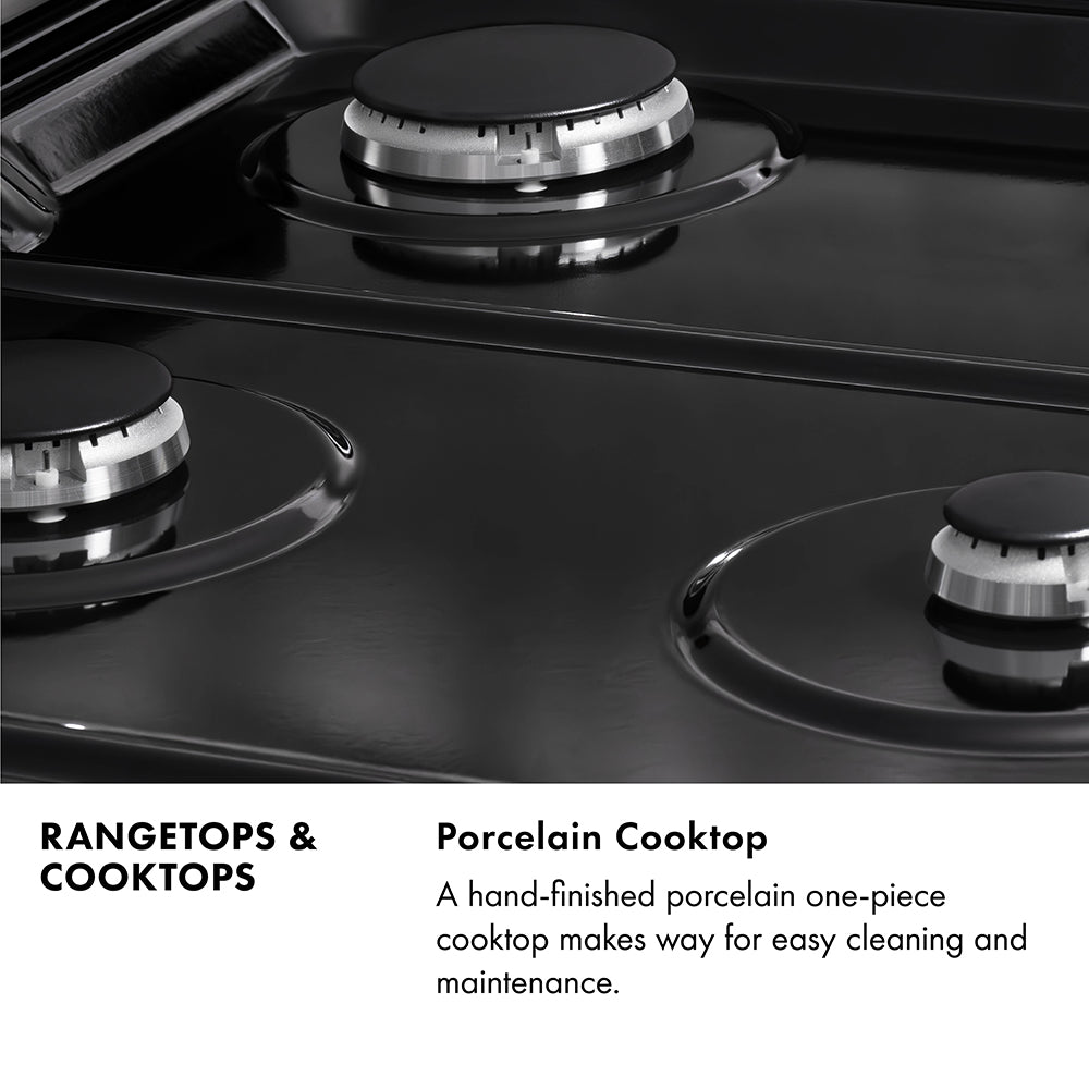 ZLINE Autograph Edition Classic 36-inch rangetop in satin stainless steel and polished gold accents RTSZ-36-G, from above