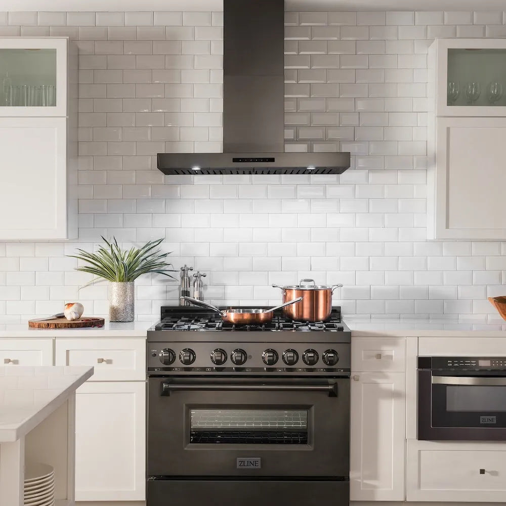 ZLINE Convertible Vent 36-inch range hood in black stainless steel BSKEN-36, view 2