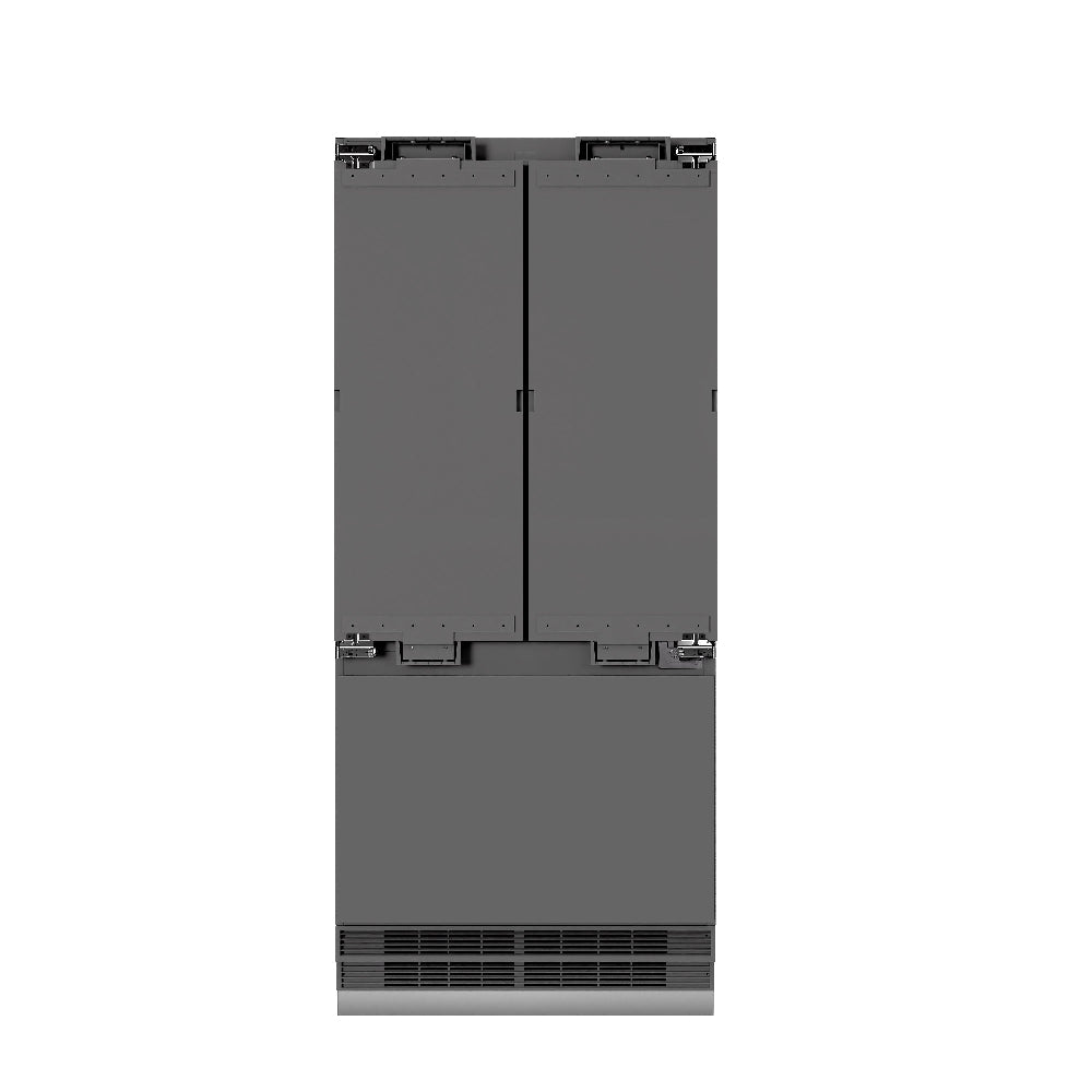 ZLINE Autograph Edition 36-inch refrigerator, panel ready with graphite gray interior and champagne bronze accents GRBIVZ-36-CB, front view