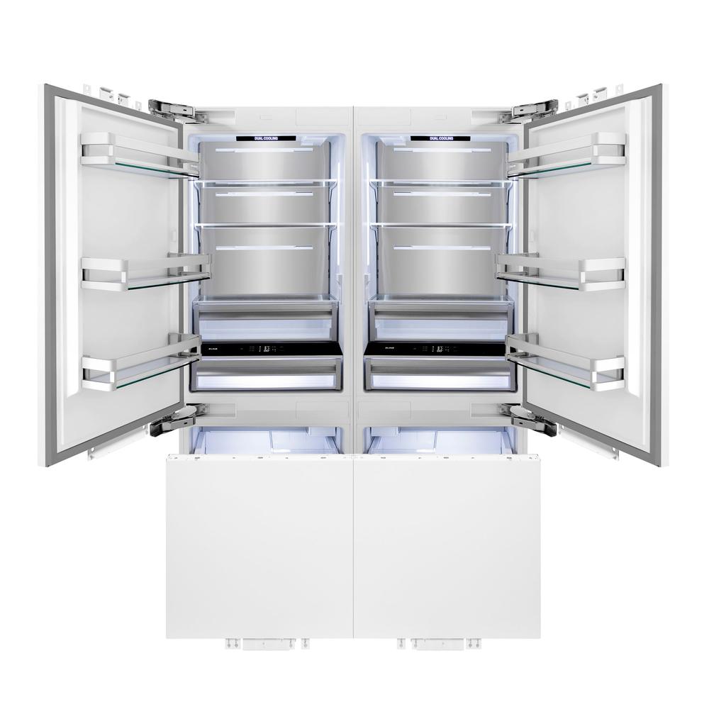 ZLINE Autograph Edition 60-inch refrigerator, panel ready with bright white interior and matte black accents RBIVZ-60-MB, front view