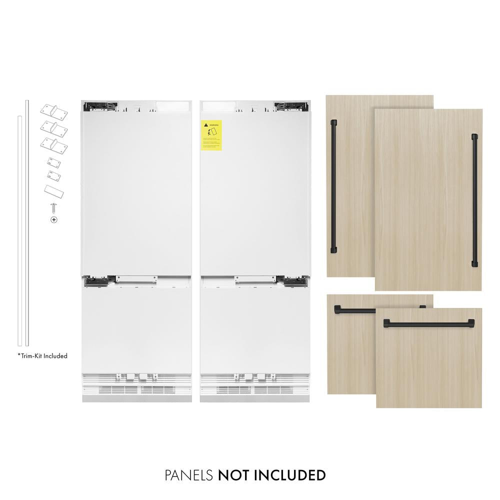 ZLINE Autograph Edition 60-inch refrigerator, panel ready with bright white interior and matte black accents RBIVZ-60-MB