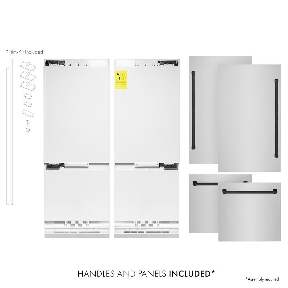 ZLINE Autograph Edition 60-inch refrigerator in stainless steel with bright white interior and matte black accents RBIVZ-304-60-MB, front view