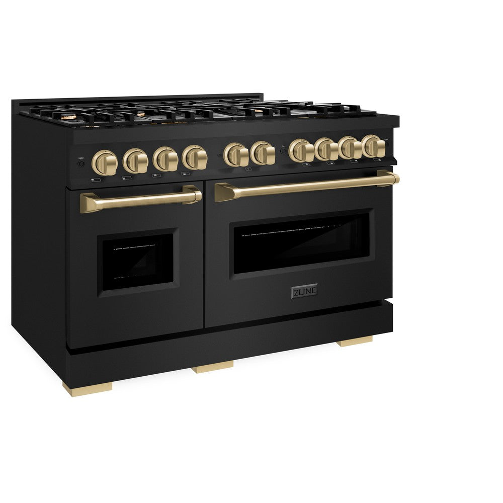 ZLINE Autograph Edition Classic 48-inch range in black stainless steel and champagne bronze accents CDRBZ-48-CB, view 3