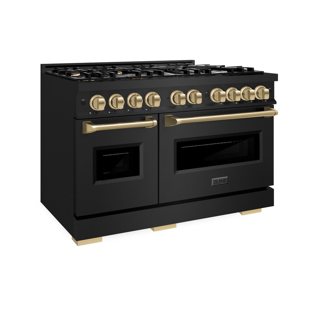 ZLINE Autograph Edition Classic 48-inch range in black stainless steel and champagne bronze accents CGRBZ-48-CB