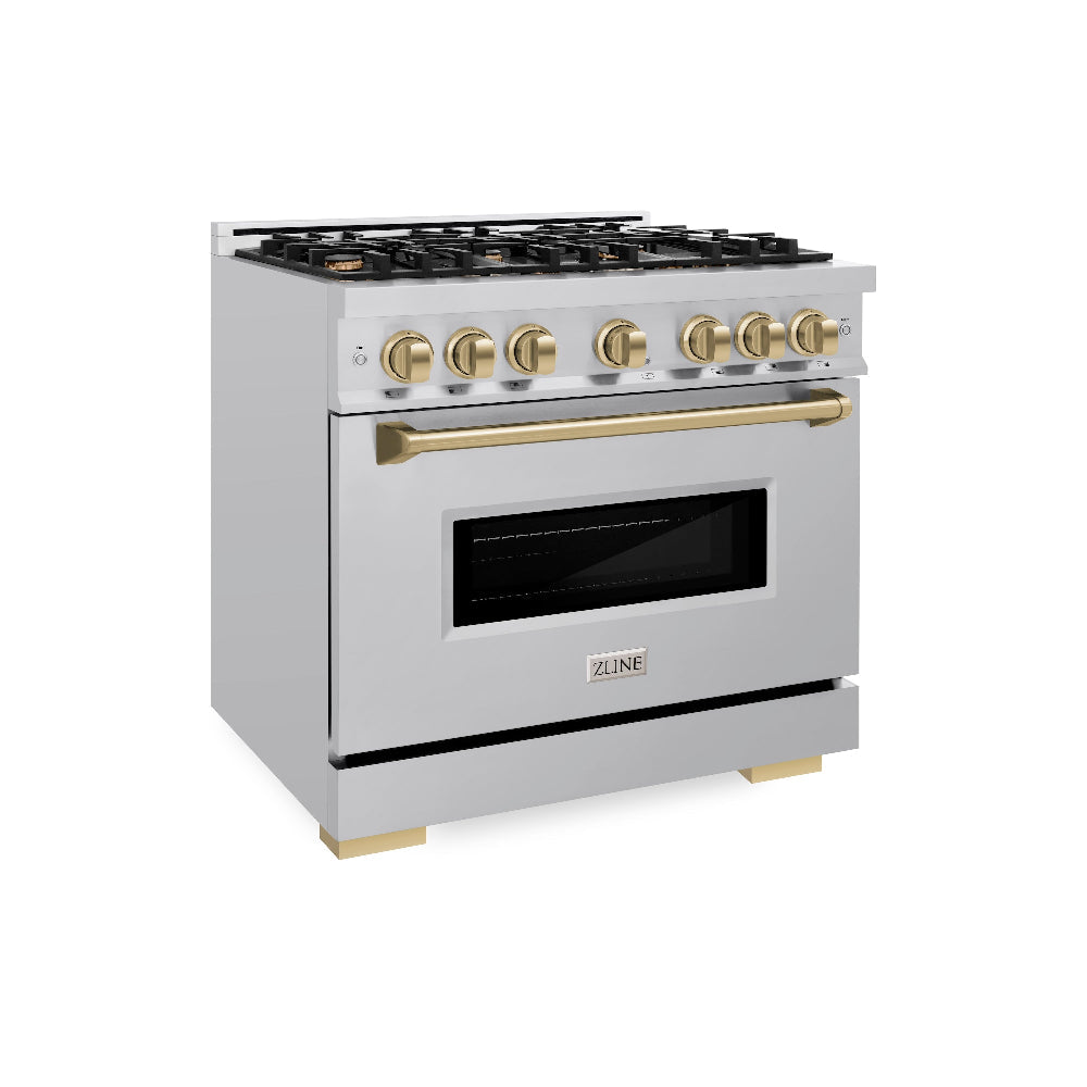 ZLINE Autograph Edition Classic 36-inch range in stainless steel and champagne bronze accents CDRZ-36-CB