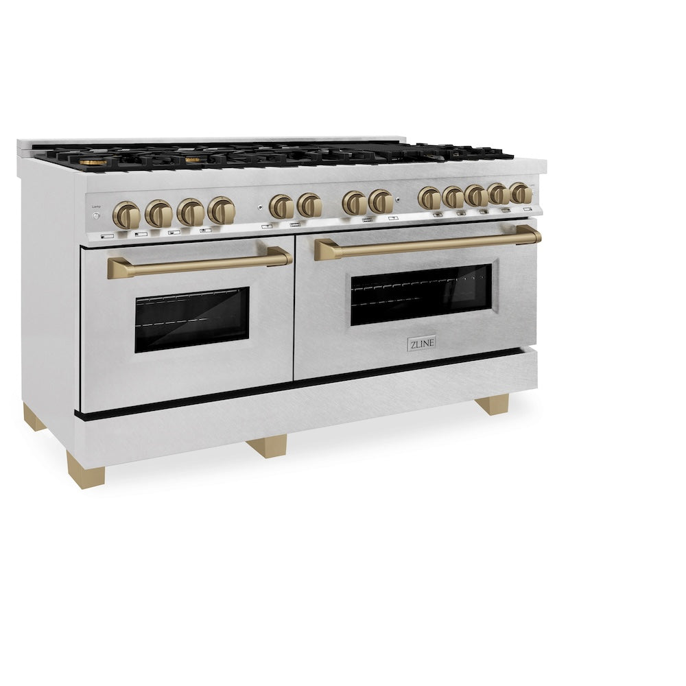 ZLINE Autograph Edition Legacy 60-inch range in satin stainless steel and champagne bronze accents RASZ-SN-60-CB, view 4