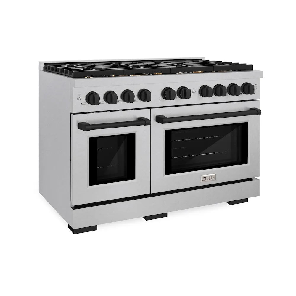 ZLINE Autograph Edition Paramount 48-inch range in satin stainless steel and matte black accents SDRSZ-48-MB
