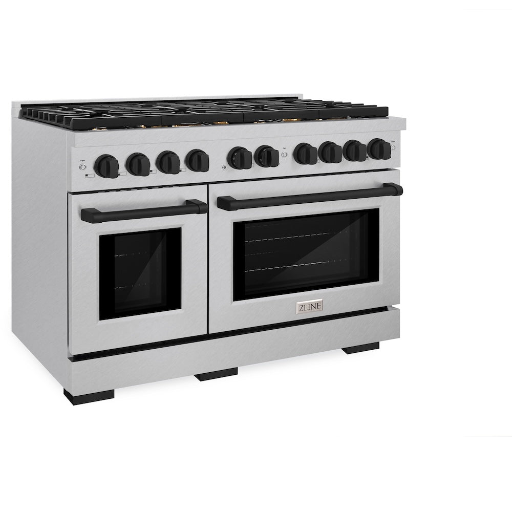 ZLINE Autograph Edition Paramount 48-inch range in satin stainless steel and matte black accents SDRSZ-48-MB, view 6