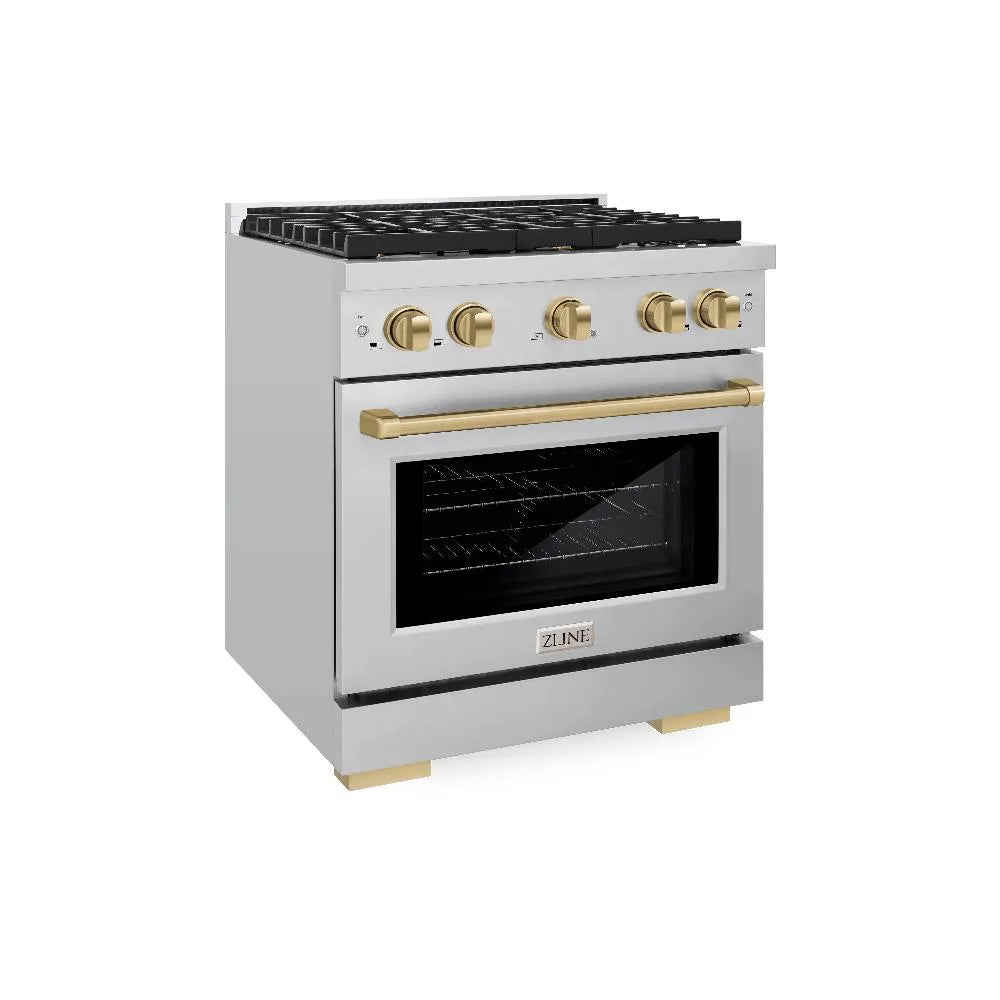 ZLINE Autograph Edition Paramount 30-inch range in stainless steel and champagne bronze accents SDRZ-30-CB