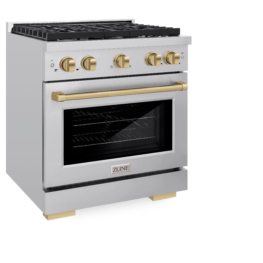 ZLINE Autograph Edition Paramount 30-inch range in stainless steel and champagne bronze accents SDRZ-30-CB, view 3