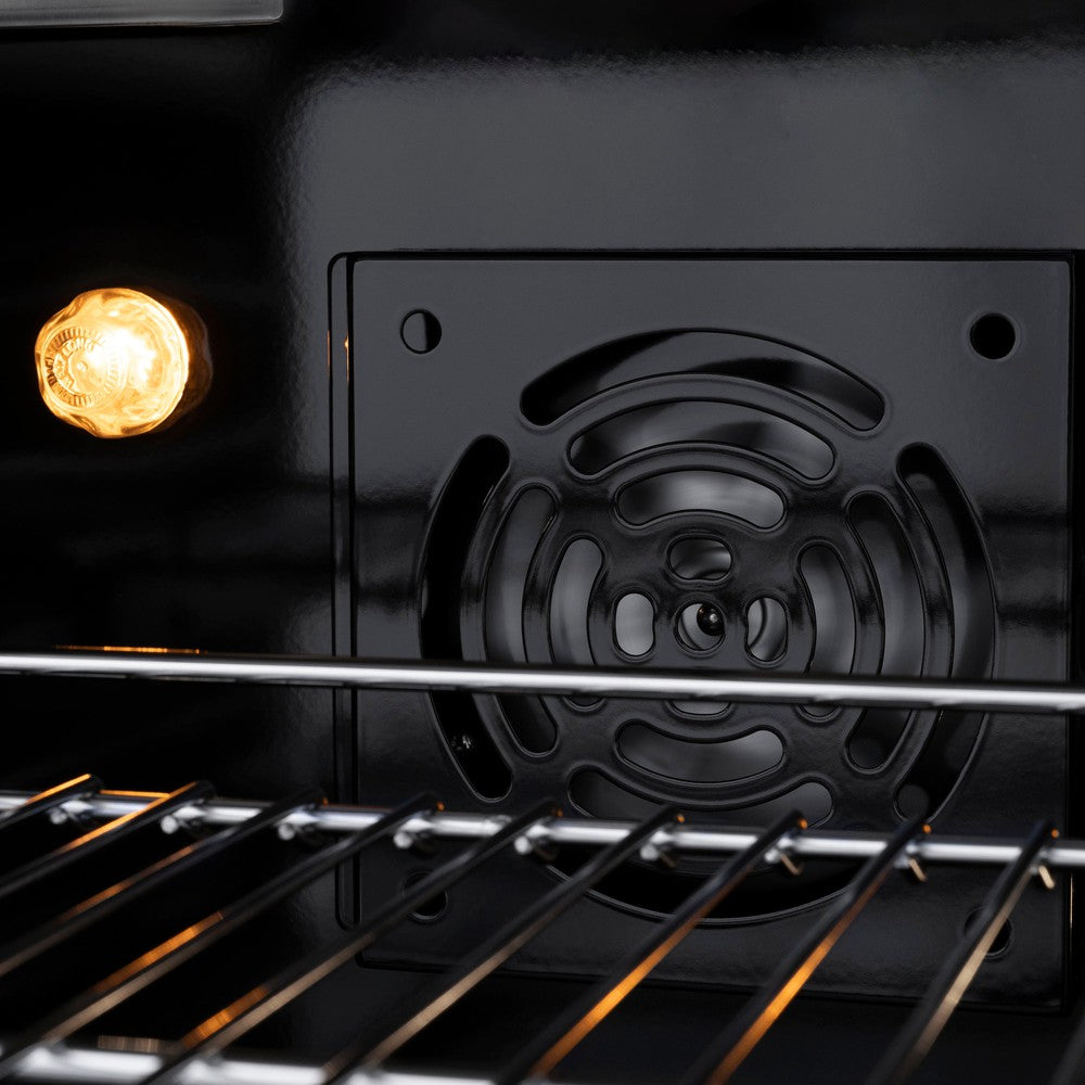 ZLINE Autograph Edition Paramount 36-inch range in stainless steel and matte black accents SDRZ-36-MB, side view