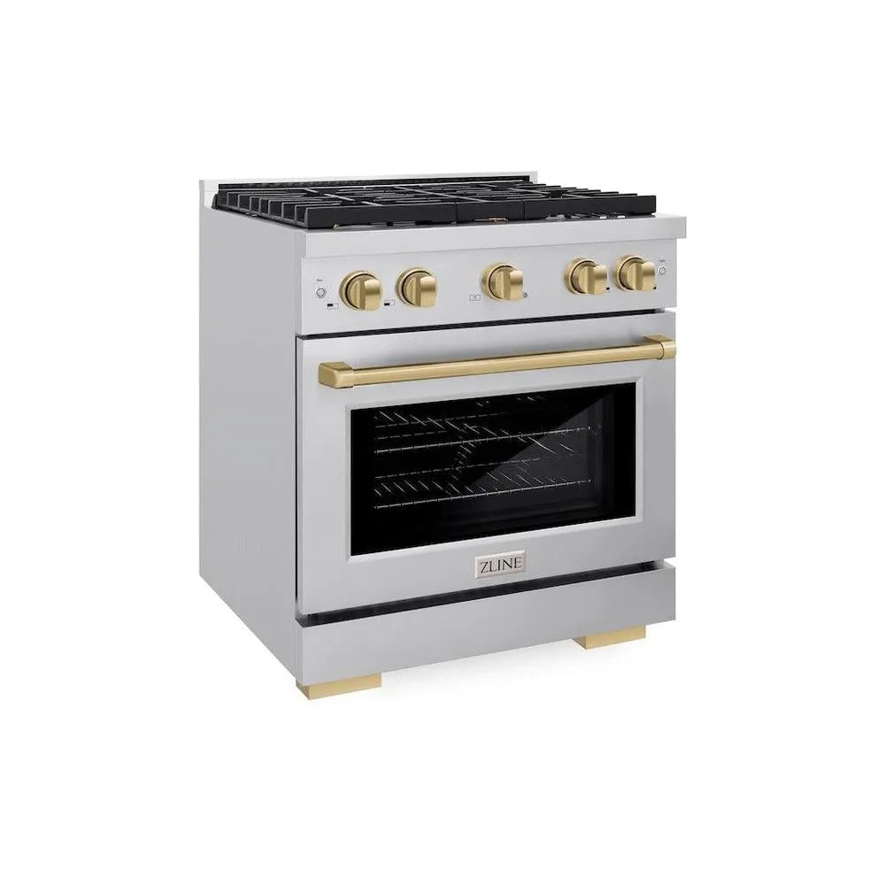 ZLINE Autograph Edition Paramount 30-inch range in stainless steel and champagne bronze accents SGRZ-30-CB