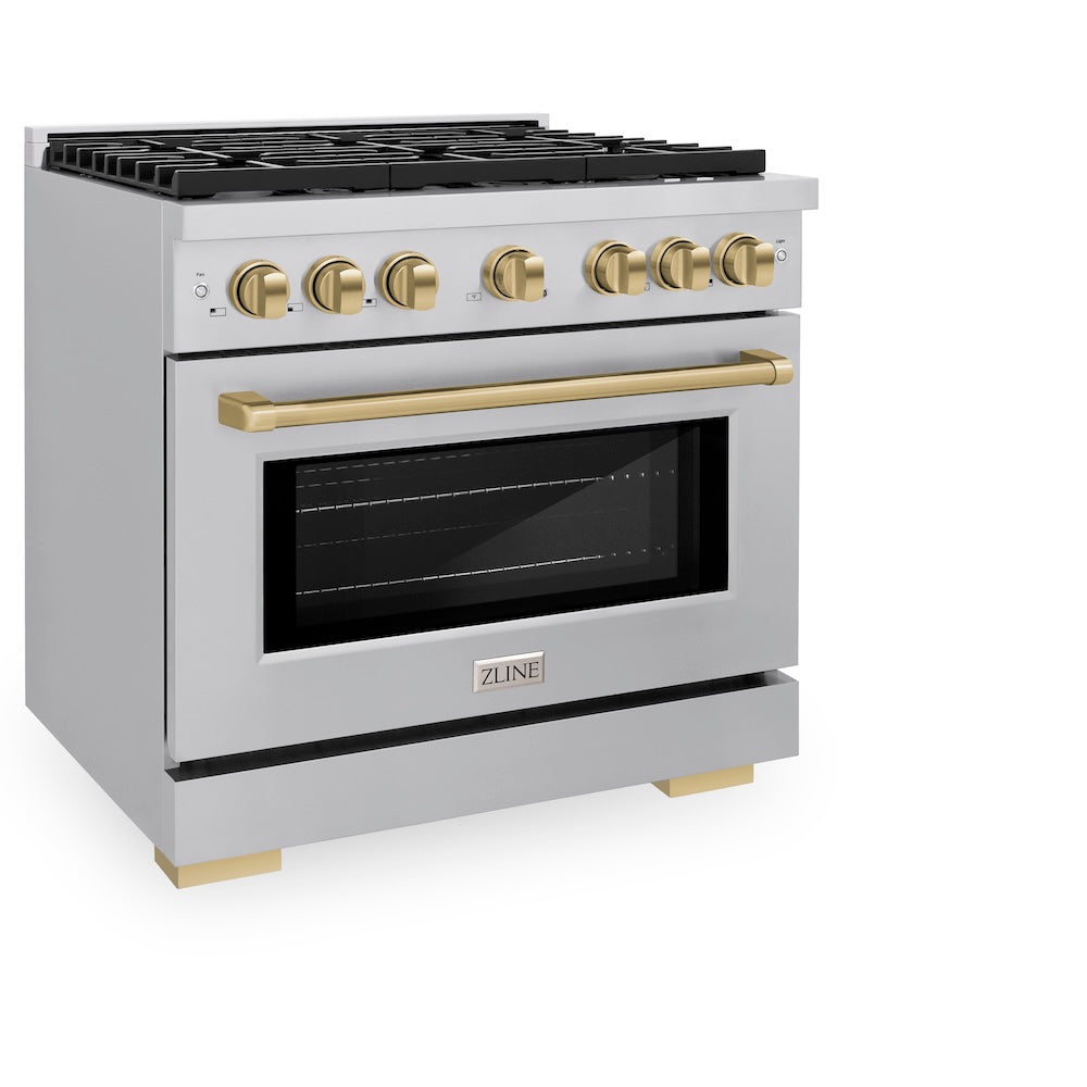 ZLINE Autograph Edition Paramount 36-inch range in stainless steel and champagne bronze accents SGRZ-36-CB, view 5