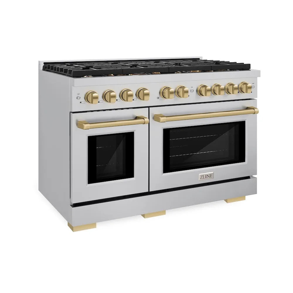 ZLINE Autograph Edition Paramount 48-inch range in stainless steel and champagne bronze accents SGRZ-48-CB