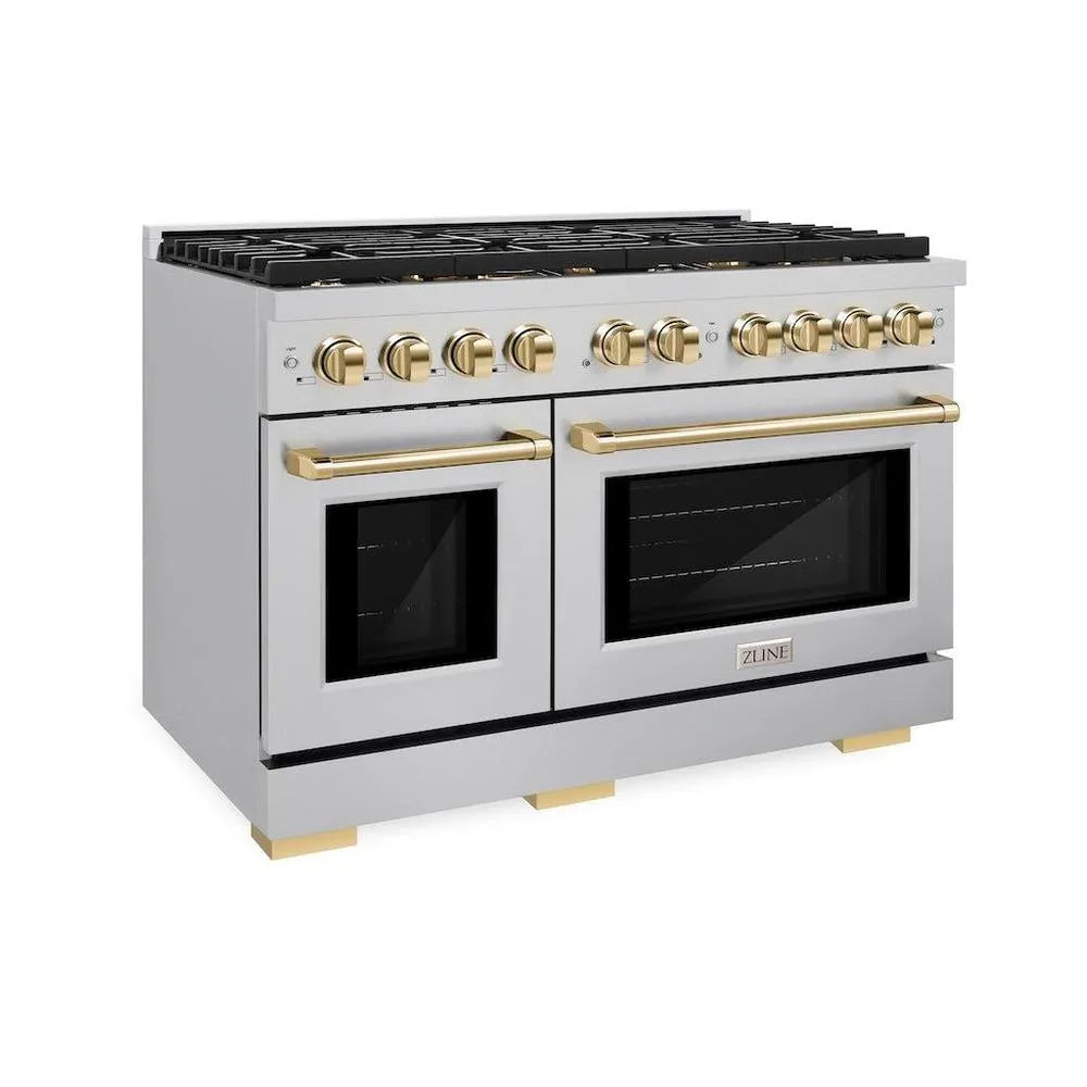 ZLINE Autograph Edition Paramount 48-inch range in stainless steel and polished gold accents SGRZ-48-G