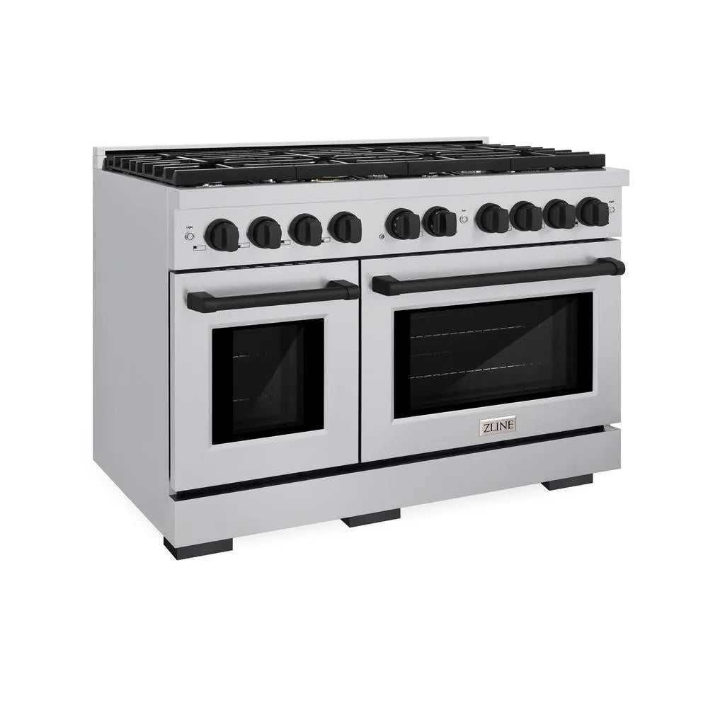 ZLINE Autograph Edition Paramount 48-inch range in stainless steel and matte black accents SGRZ-48-MB