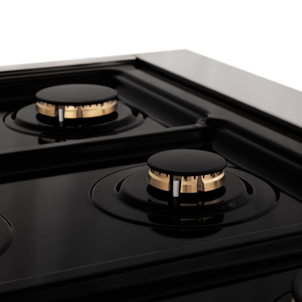 ZLINE Autograph Edition Legacy 36-inch rangetop in stainless steel and polished gold accents RTZ-36-G, from above