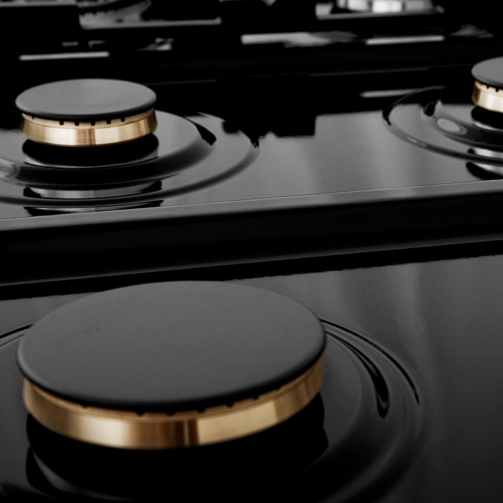 ZLINE Autograph Edition Legacy 36-inch rangetop in stainless steel and matte black accents RTZ-36-MB, from above