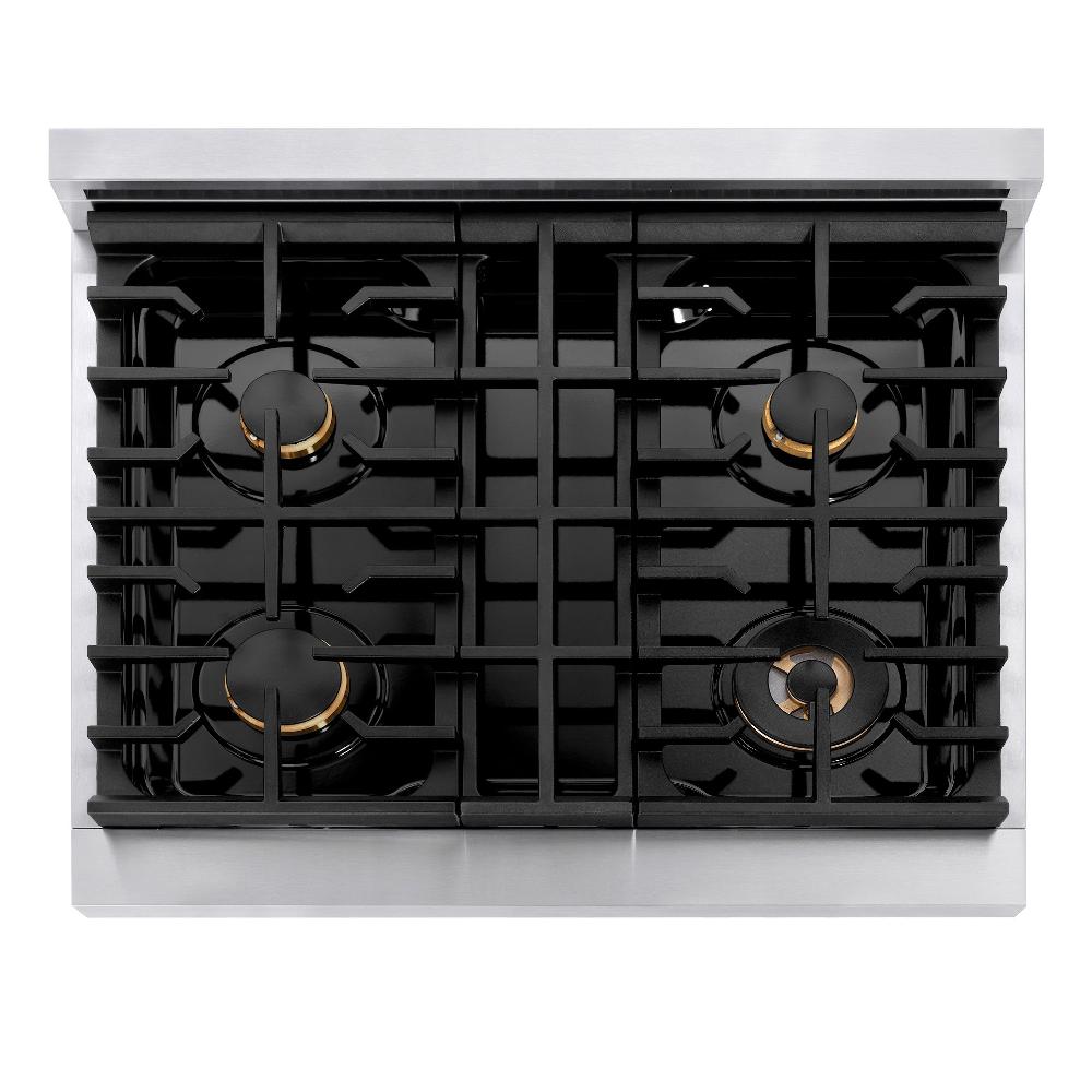 ZLINE Autograph Edition Paramount 30-inch range in stainless steel with white matte door and matte black accents SDRZ-WM-30-MB, from above