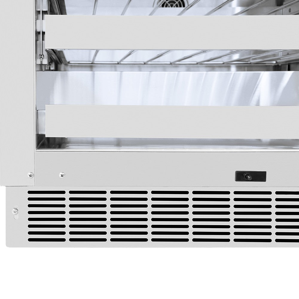 ZLINE Autograph Edition Touchstone 24-inch wine cooler, panel ready and polished gold accents RWDPOZ-24-G, detail
