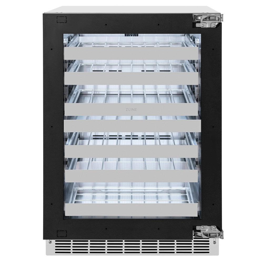 ZLINE Autograph Edition Touchstone 24-inch wine cooler, panel ready and matte black accents RWDPOZ-24-MB, view 3