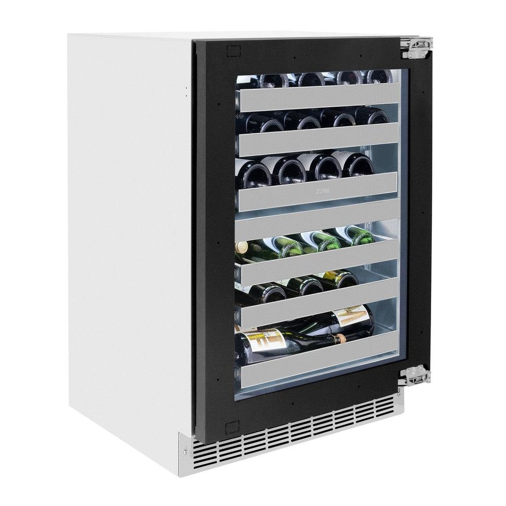 ZLINE Autograph Edition Touchstone 24-inch wine cooler, panel ready and matte black accents RWDPOZ-24-MB, view 4