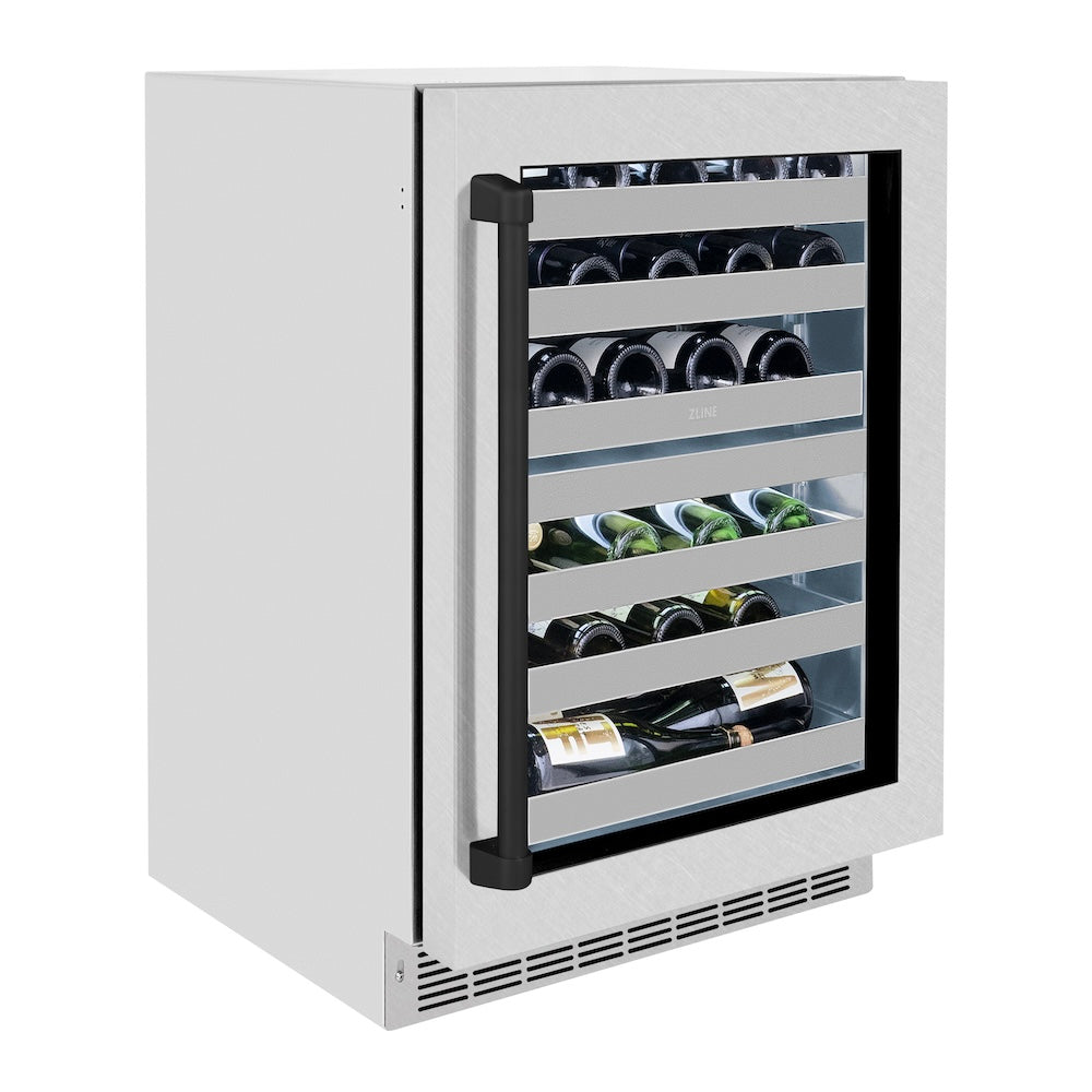 ZLINE Autograph Edition Touchstone 24-inch wine cooler in satin stainless steel and matte black accents RWDOZ-SN-24-MB, view 4