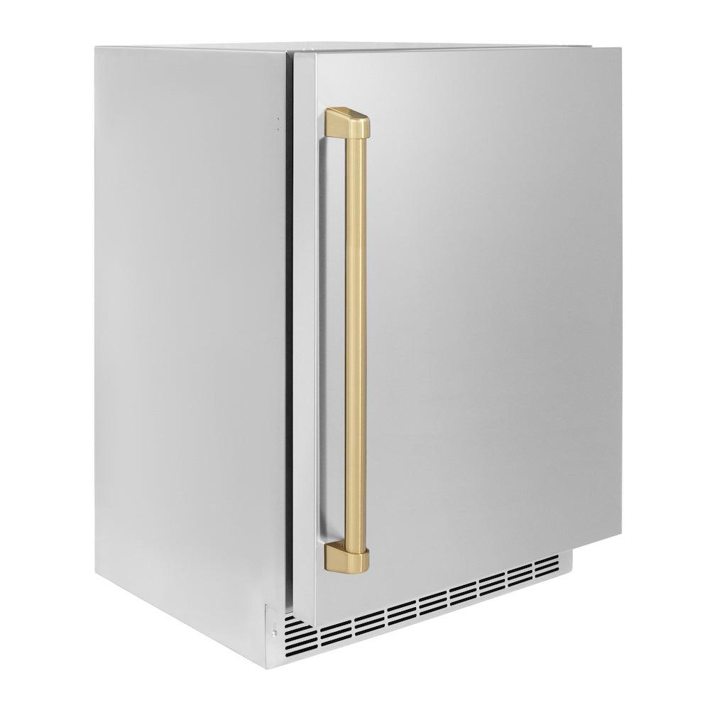 ZLINE Autograph Edition Touchstone 24-inch beverage fridge in stainless steel and champagne bronze accents RBSOZ-ST-24-CB, view 5