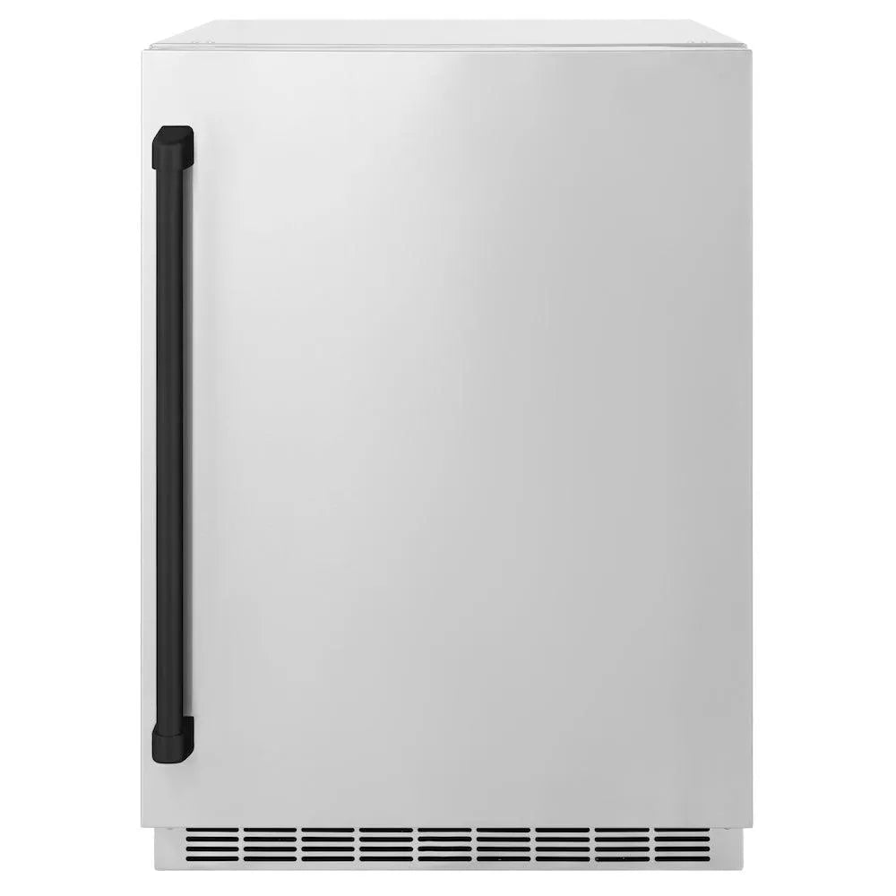 ZLINE Autograph Edition Touchstone 24-inch beverage fridge in stainless steel and matte black accents RBSOZ-ST-24-MB