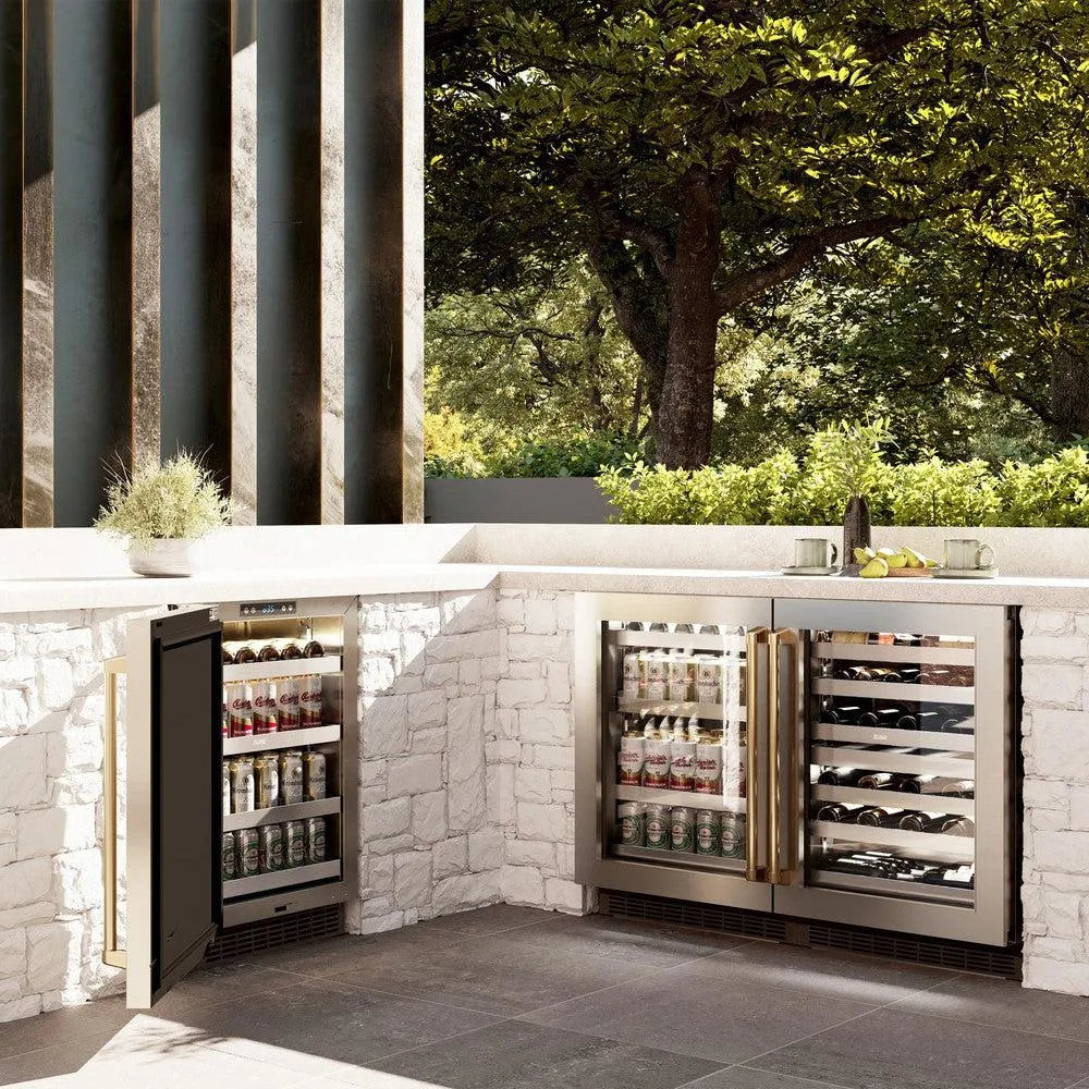 ZLINE Autograph Edition Touchstone 24-inch wine cooler in stainless steel and polished gold accents RWDOZ-GS-24-G, view 4