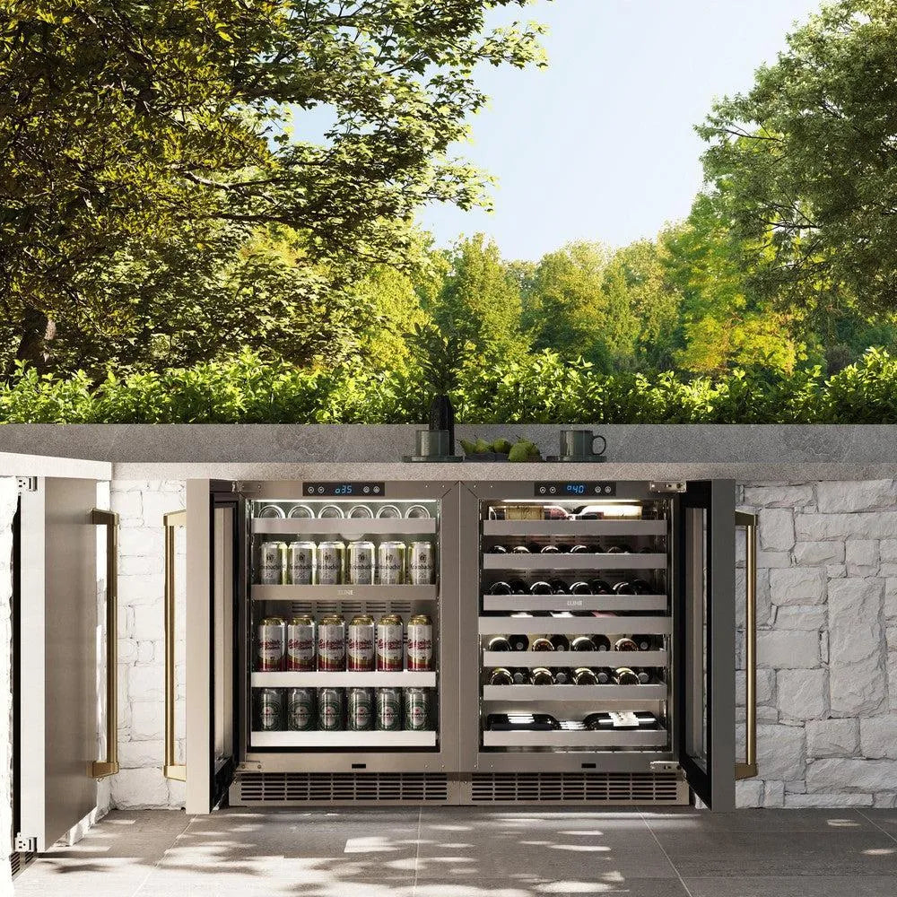 ZLINE Autograph Edition Touchstone 24-inch wine cooler in stainless steel and polished gold accents RWDOZ-GS-24-G, view 3
