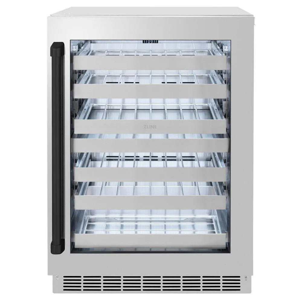 ZLINE Autograph Edition Touchstone 24-inch wine cooler in stainless steel and matte black accents RWDOZ-GS-24-MB