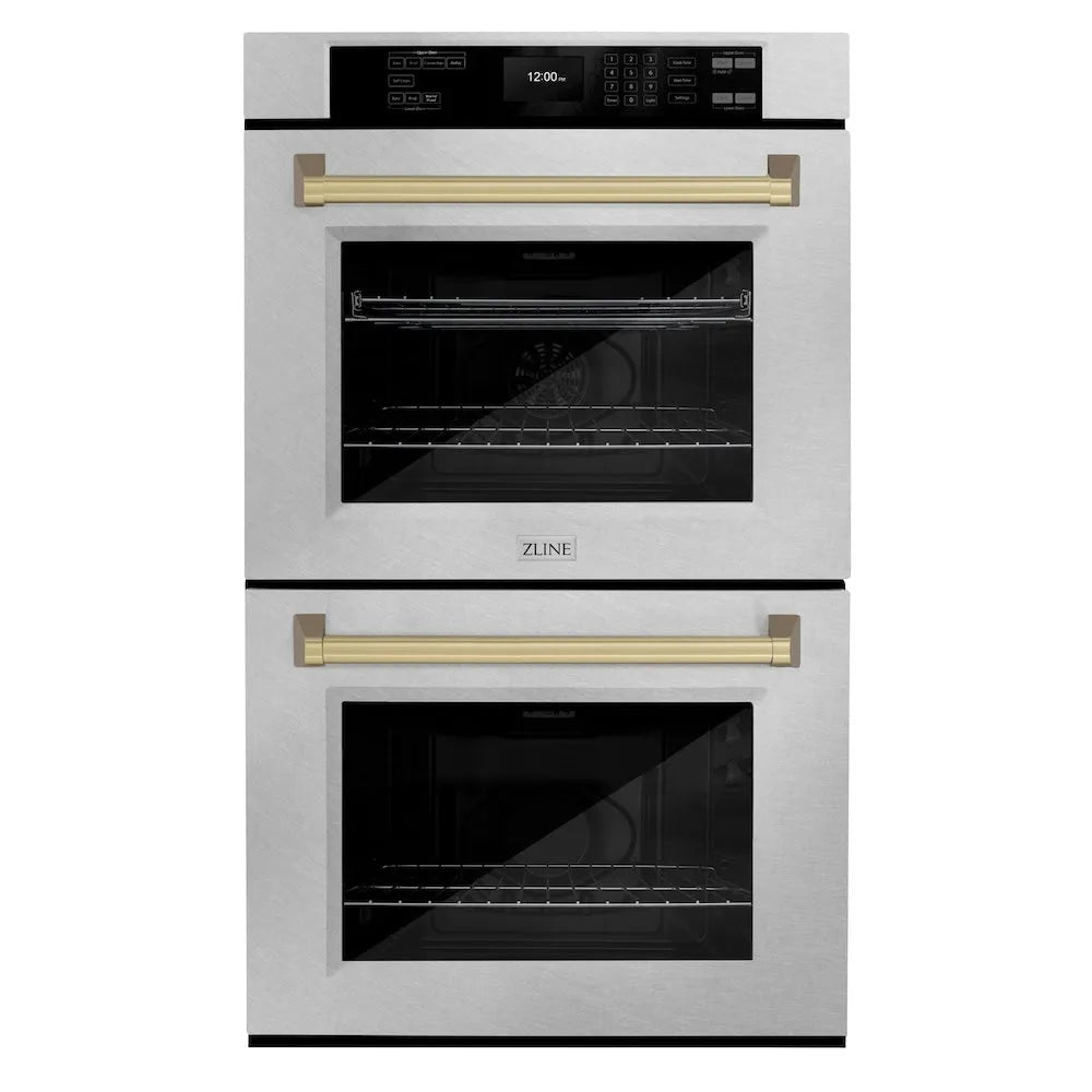 ZLINE Autograph Edition Professional 30-inch wall oven in satin stainless steel and champagne bronze accents WADSZ-30-CB