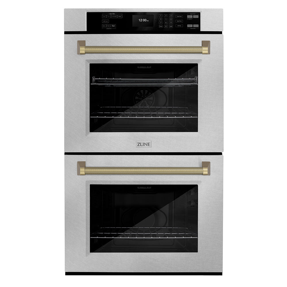 ZLINE Autograph Edition Professional 30-inch wall oven in satin stainless steel and champagne bronze accents WADSZ-30-KCB