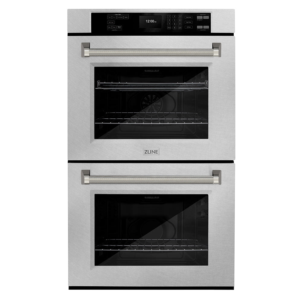 ZLINE Autograph Edition Professional 30-inch wall oven in satin stainless steel and polished nickel accents WADSZ-30-KPN