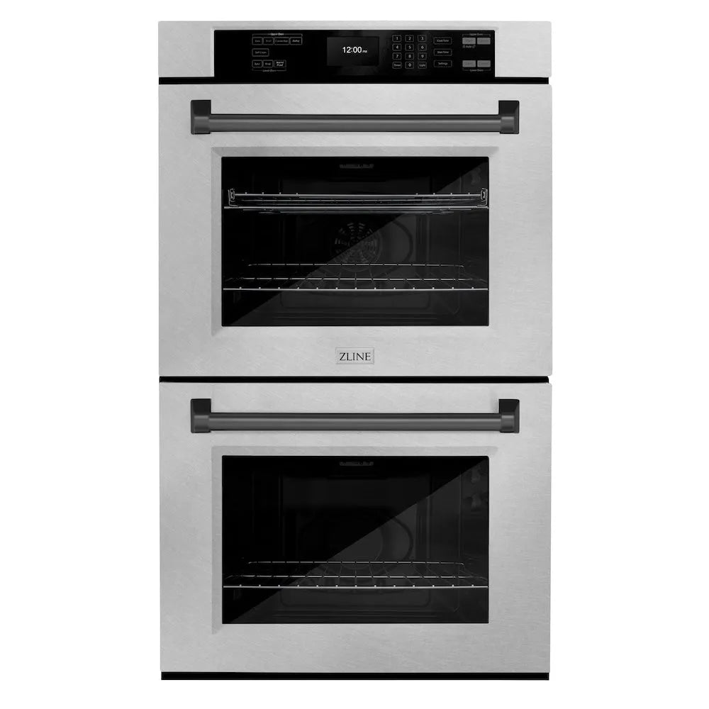 ZLINE Autograph Edition Professional 30-inch wall oven in satin stainless steel and matte black accents WADSZ-30-MB