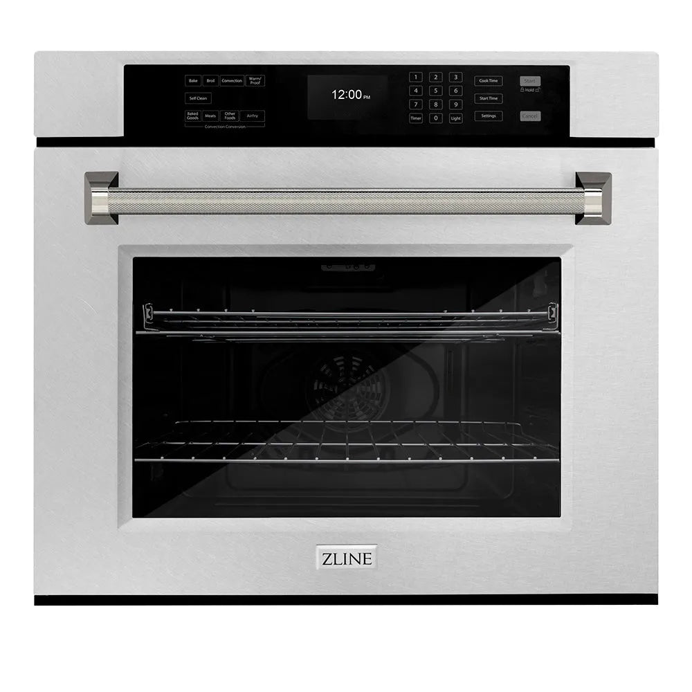 ZLINE Autograph Edition Professional 30-inch wall oven in satin stainless steel and polished nickel accents WASSZ-30-KPN