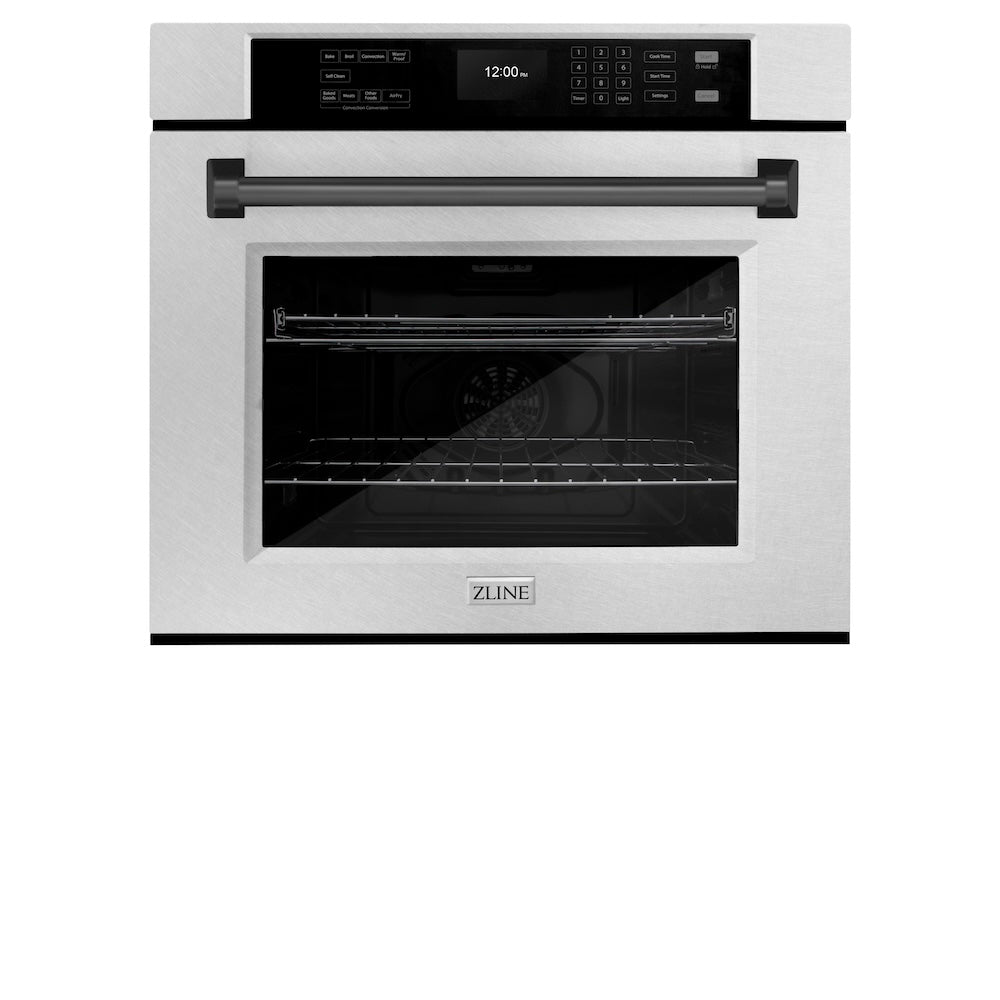 ZLINE Autograph Edition Professional 30-inch wall oven in satin stainless steel and matte black accents WASSZ-30-MB, view 4